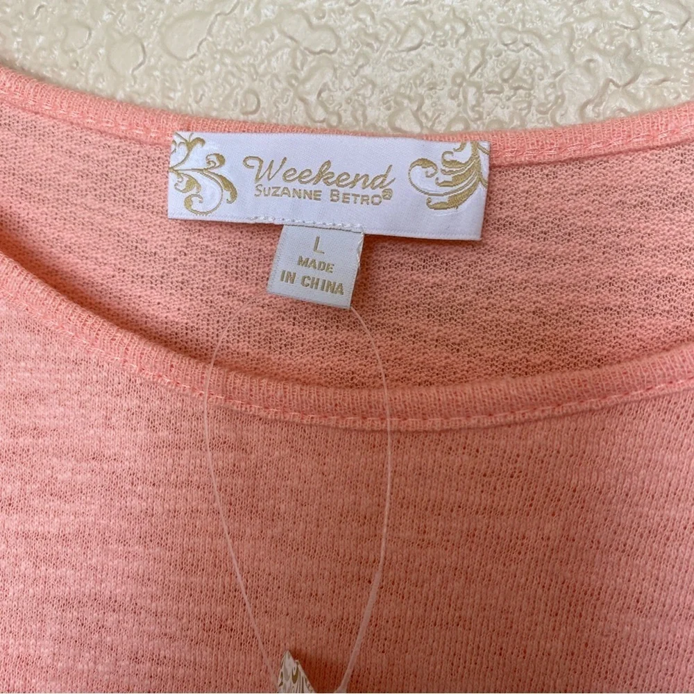 Suzanne‎ Betro Weekend NWT 3/4 sleeve coral spring blouse shirt top large